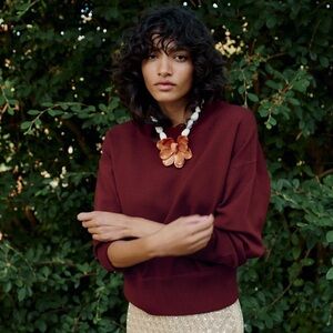 BASIC PLAIN KNIT SWEATSHIRT
BURGUNDY 0/5536/115/681/03